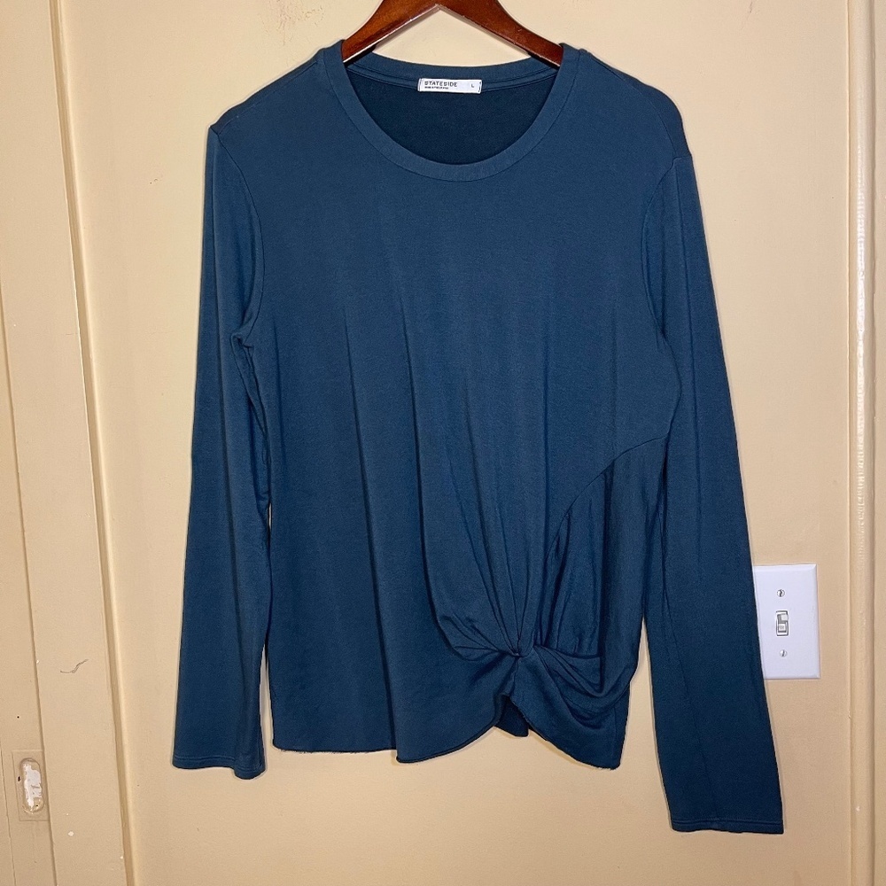 Stateside Teal Long Sleeve Top with Twist